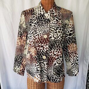 ERIN LONDON Women's Brown Snakeskin Print Blazer Size M